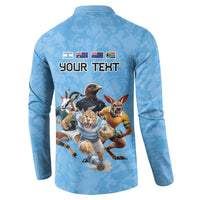 Custom Rugby Southern Hemisphere Button Sweatshirt Argentina AUNZ South Africa Mascot Blue LT9 - Polynesian Pride