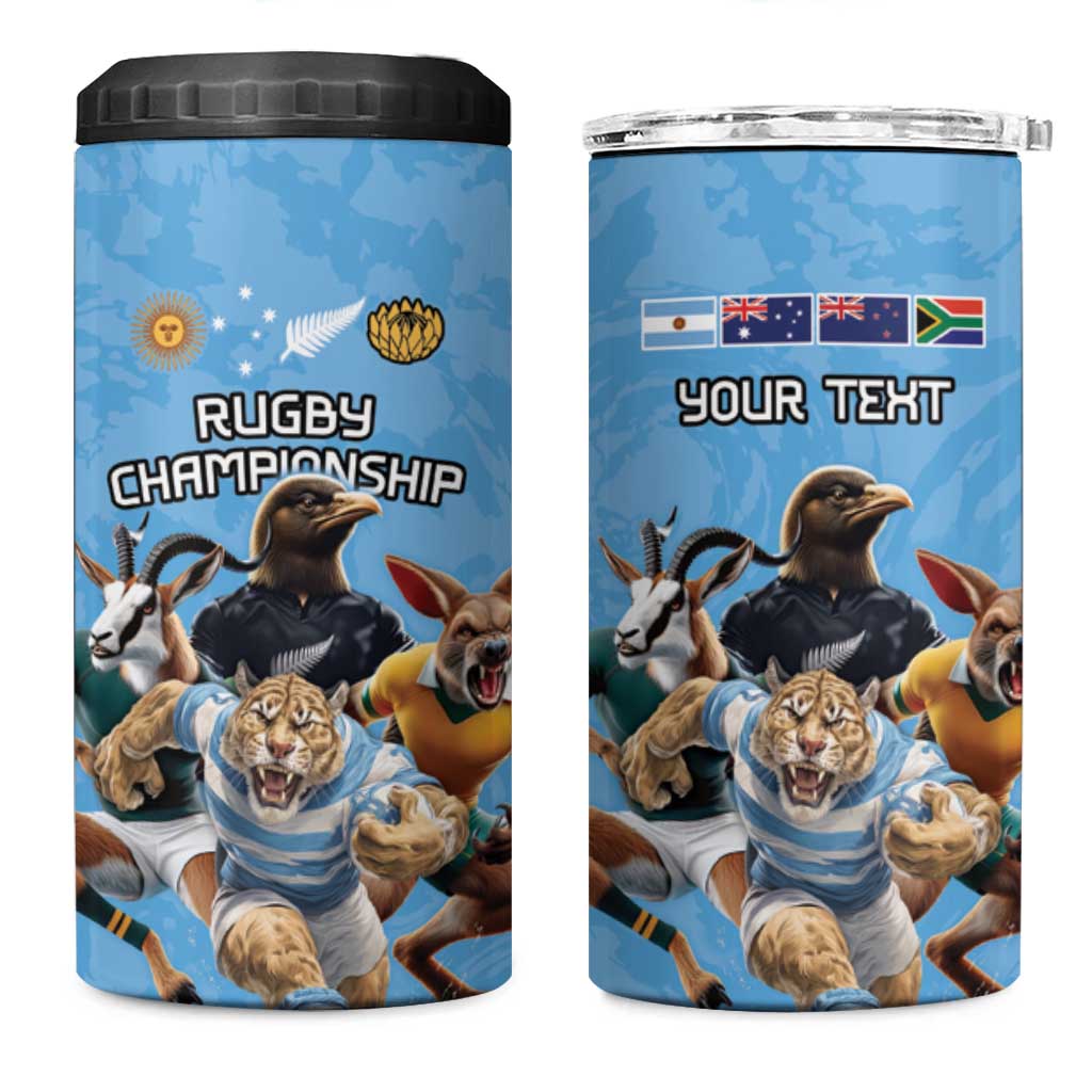Custom Rugby Southern Hemisphere 4 in 1 Can Cooler Tumbler Argentina AUNZ South Africa Mascot Blue LT9 One Size: 16 oz Blue - Polynesian Pride