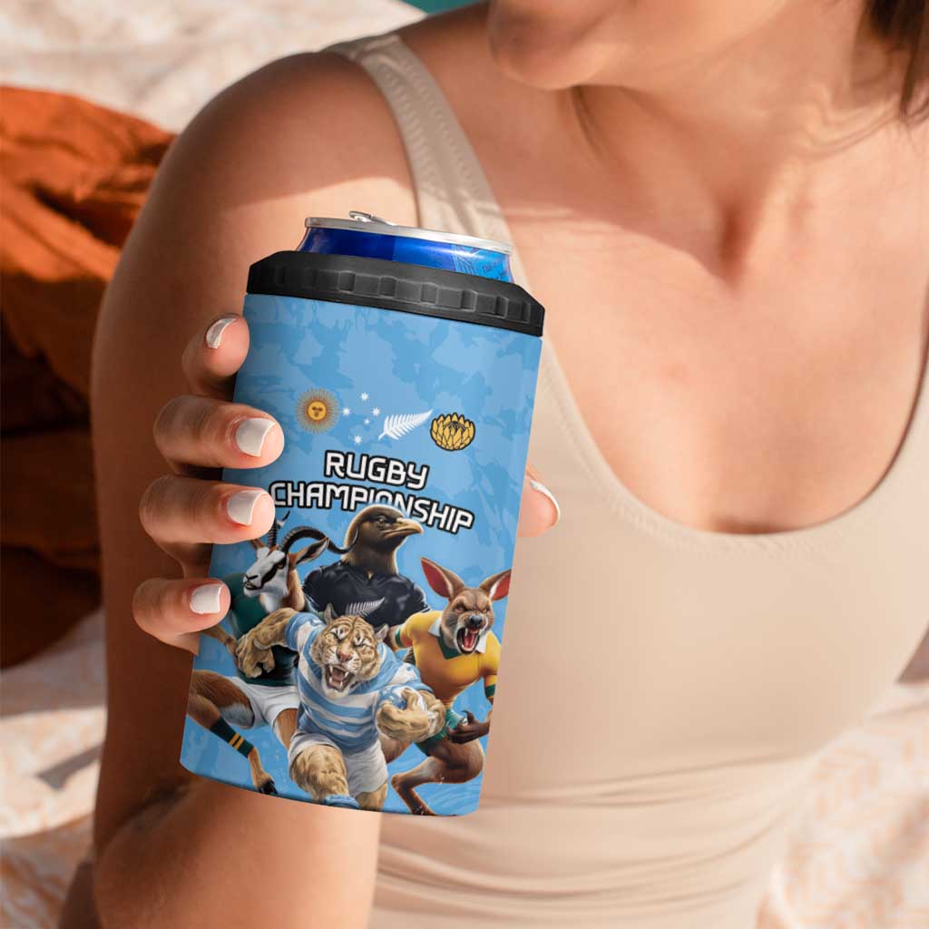 Custom Rugby Southern Hemisphere 4 in 1 Can Cooler Tumbler Argentina AUNZ South Africa Mascot Blue - Polynesian Pride