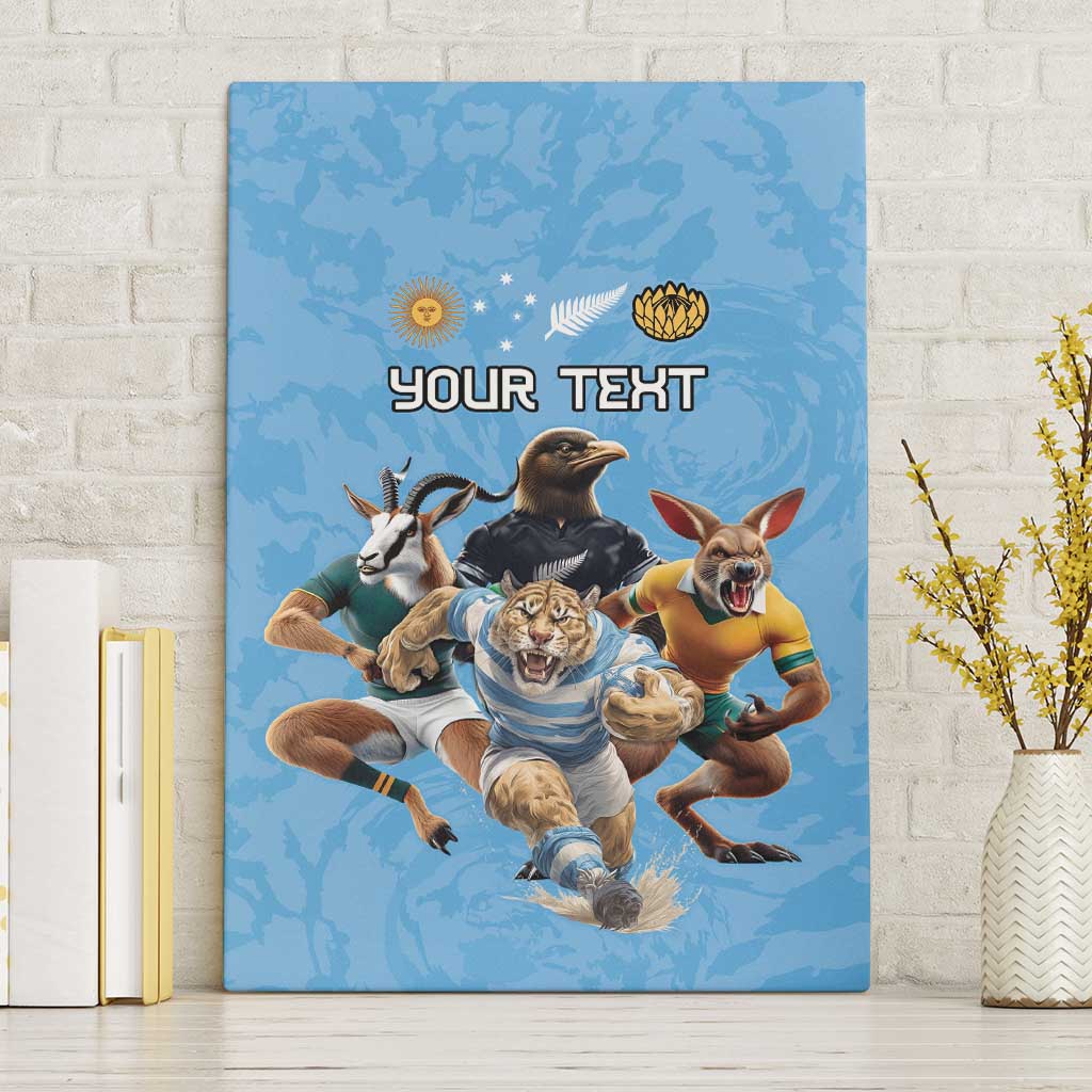 Custom Rugby Southern Hemisphere Canvas Wall Art Argentina AUNZ South Africa Mascot Blue LT9 Without Frame Blue - Polynesian Pride