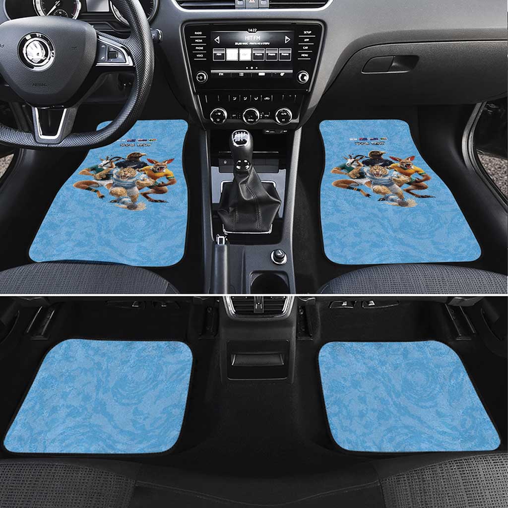 Custom Rugby Southern Hemisphere Car Mats Argentina AUNZ South Africa Mascot Blue LT9 Set 4pcs Blue - Polynesian Pride