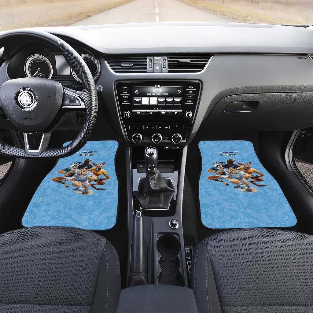 Custom Rugby Southern Hemisphere Car Mats Argentina AUNZ South Africa Mascot Blue LT9 Set 2pcs - Front Blue - Polynesian Pride
