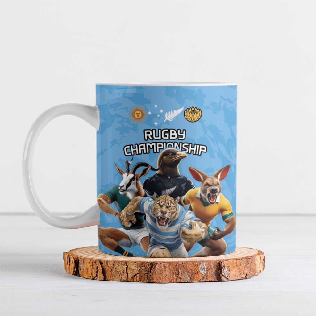 Custom Rugby Southern Hemisphere Ceramic Mug Argentina AUNZ South Africa Mascot Blue LT9 Blue - Polynesian Pride