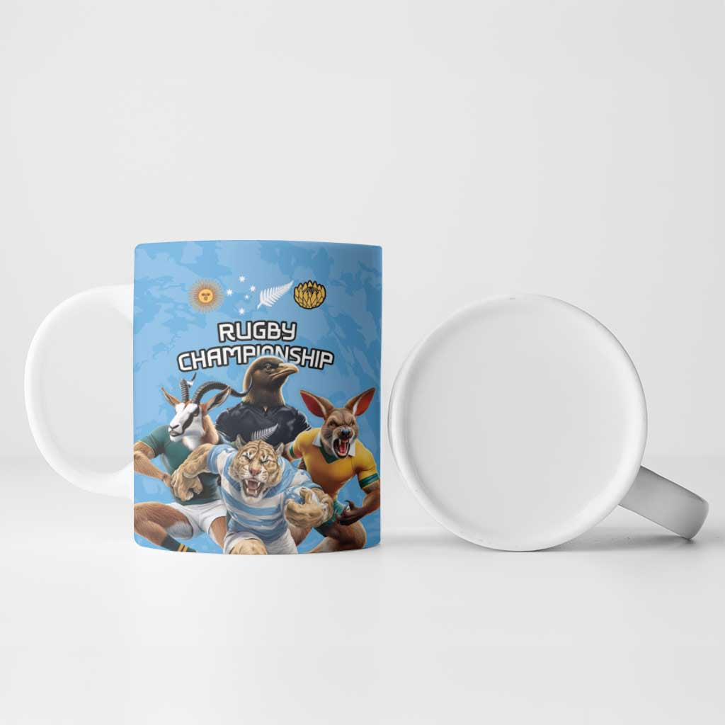 Custom Rugby Southern Hemisphere Ceramic Mug Argentina AUNZ South Africa Mascot Blue LT9 - Polynesian Pride