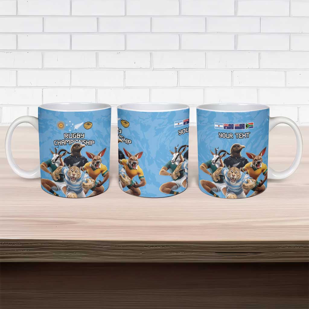 Custom Rugby Southern Hemisphere Ceramic Mug Argentina AUNZ South Africa Mascot Blue LT9 - Polynesian Pride