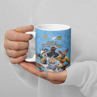 Custom Rugby Southern Hemisphere Ceramic Mug Argentina AUNZ South Africa Mascot Blue LT9 - Polynesian Pride