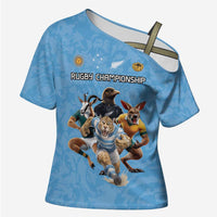 Custom Rugby Southern Hemisphere Cross Shoulder Shirt Argentina AUNZ South Africa Mascot Blue LT9 Female Blue - Polynesian Pride