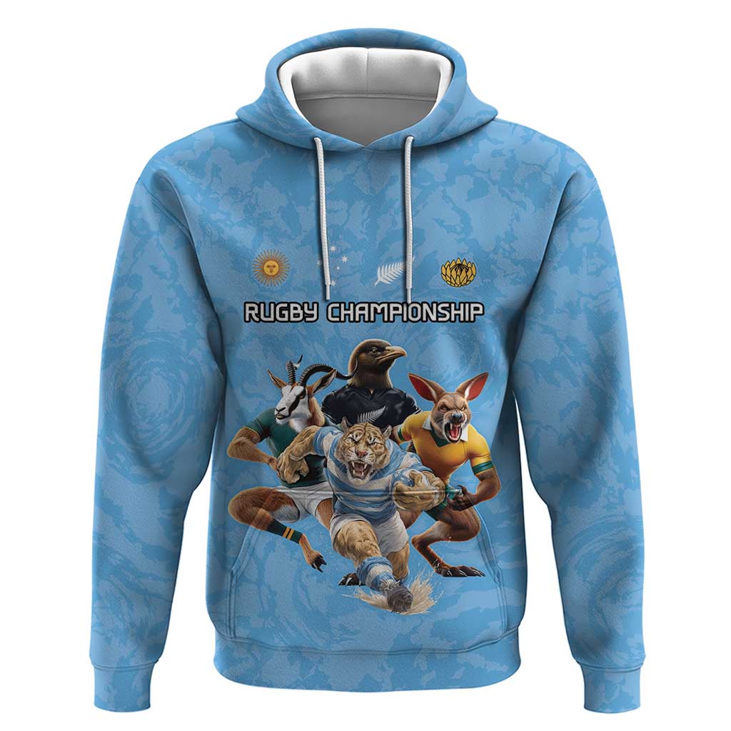 Custom Rugby Southern Hemisphere Hoodie Argentina AUNZ South Africa Mascot Blue - Polynesian Pride