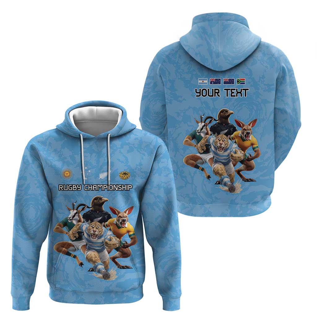 Custom Rugby Southern Hemisphere Hoodie Argentina AUNZ South Africa Mascot Blue - Polynesian Pride