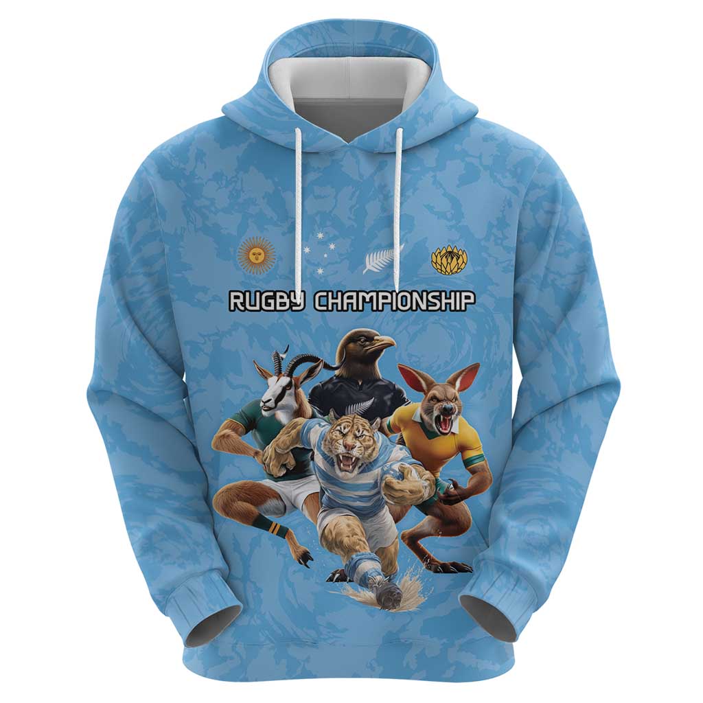 Custom Rugby Southern Hemisphere Hoodie Argentina AUNZ South Africa Mascot Blue - Polynesian Pride