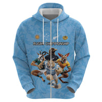 Custom Rugby Southern Hemisphere Hoodie Argentina AUNZ South Africa Mascot Blue - Polynesian Pride