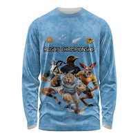 Custom Rugby Southern Hemisphere Long Sleeve Shirt Argentina AUNZ South Africa Mascot Blue LT9 Unisex Blue - Polynesian Pride