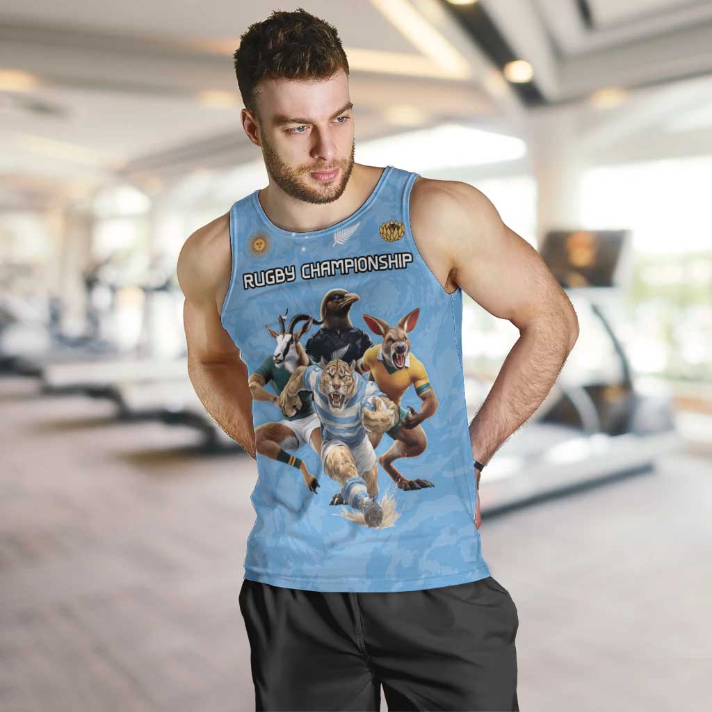 Custom Rugby Southern Hemisphere Men Tank Top Argentina AUNZ South Africa Mascot Blue LT9 Blue - Polynesian Pride
