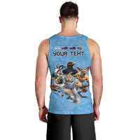Custom Rugby Southern Hemisphere Men Tank Top Argentina AUNZ South Africa Mascot Blue LT9 - Polynesian Pride