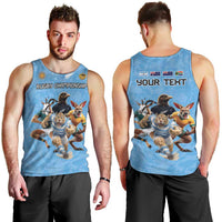 Custom Rugby Southern Hemisphere Men Tank Top Argentina AUNZ South Africa Mascot Blue LT9 - Polynesian Pride