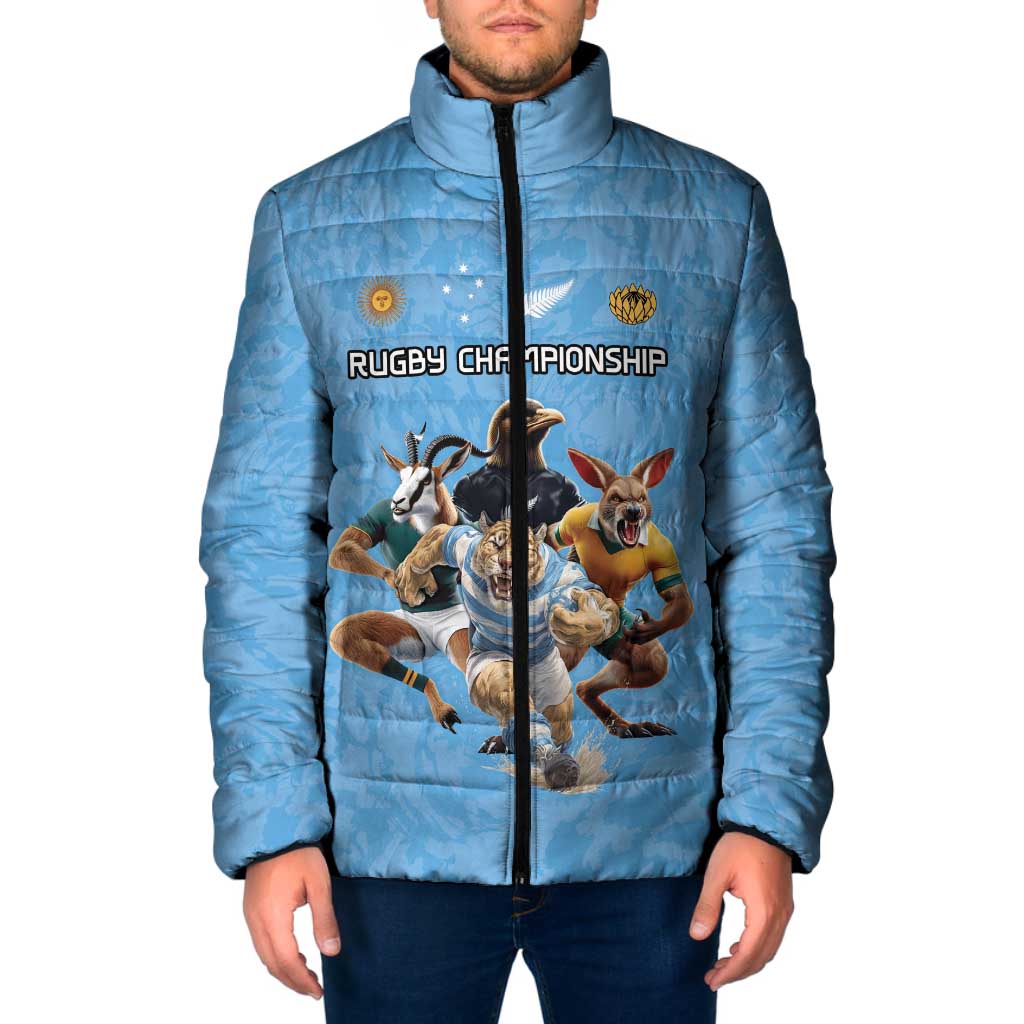 Custom Rugby Southern Hemisphere Padded Jacket Argentina AUNZ South Africa Mascot Blue LT9 Men Blue - Polynesian Pride