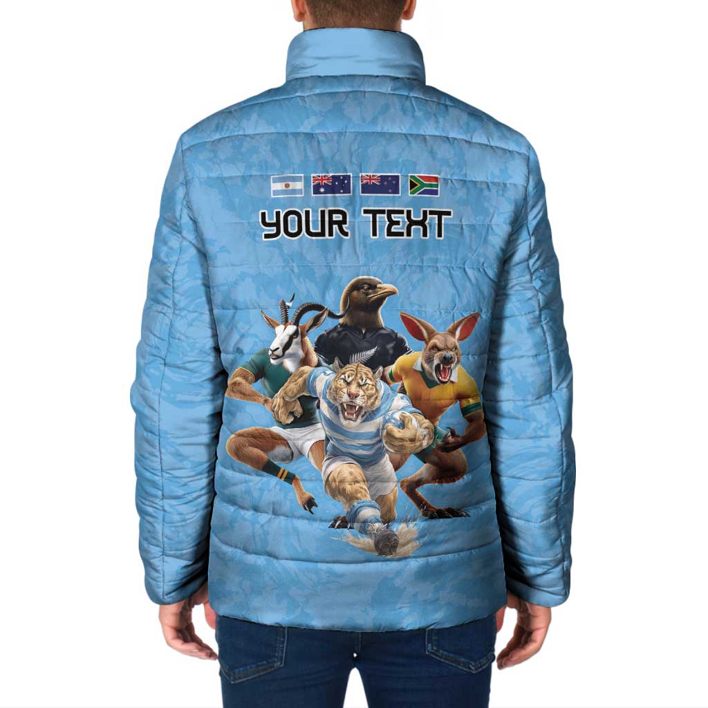 Custom Rugby Southern Hemisphere Padded Jacket Argentina AUNZ South Africa Mascot Blue LT9 - Polynesian Pride