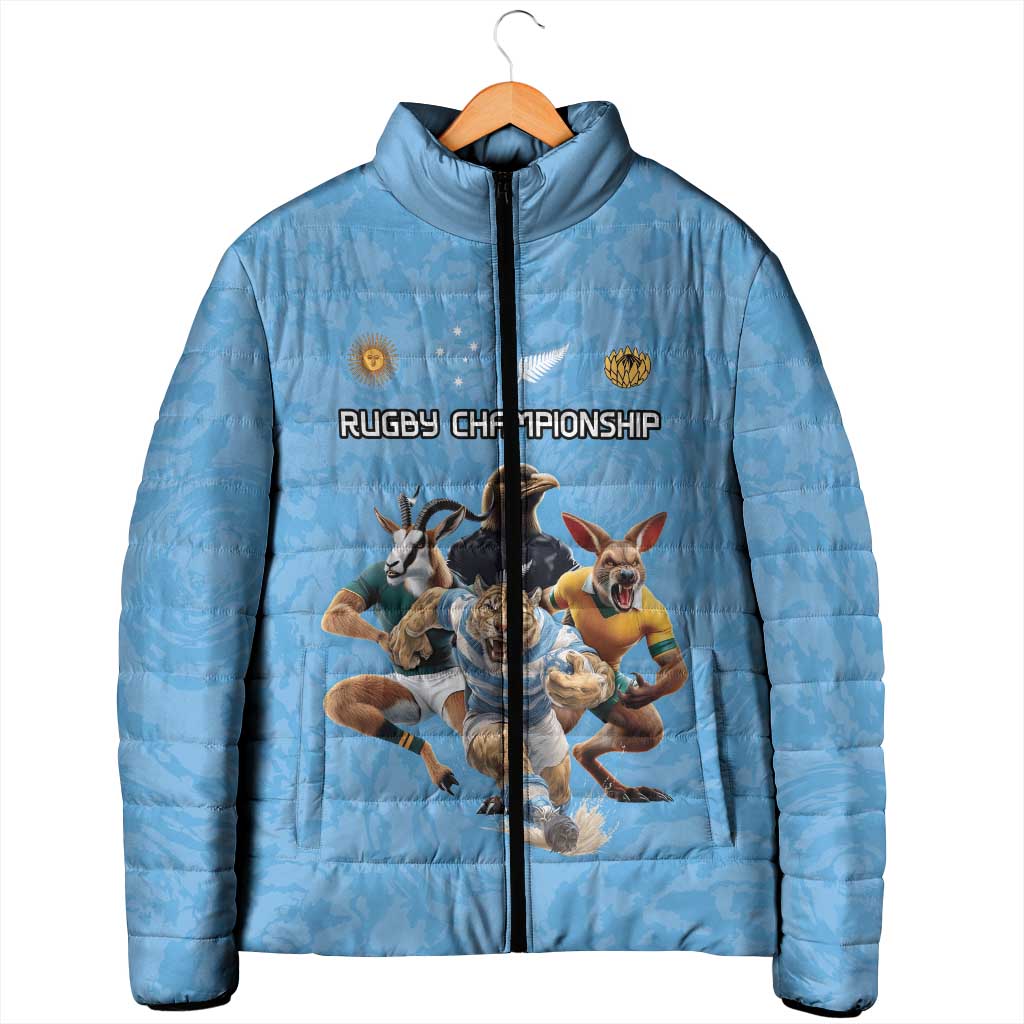 Custom Rugby Southern Hemisphere Padded Jacket Argentina AUNZ South Africa Mascot Blue LT9 - Polynesian Pride