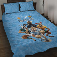 Custom Rugby Southern Hemisphere Quilt Bed Set Argentina AUNZ South Africa Mascot Blue - Polynesian Pride