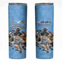 Custom Rugby Southern Hemisphere Skinny Tumbler Argentina AUNZ South Africa Mascot Blue - Polynesian Pride