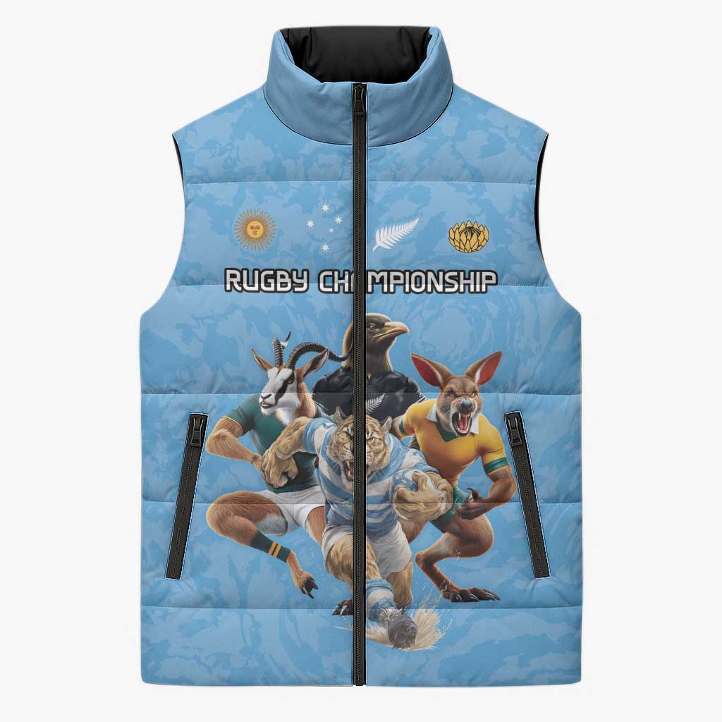 Custom Rugby Southern Hemisphere Sleeveless Puffer Jacket Argentina AUNZ South Africa Mascot Blue LT9 Unisex Blue - Polynesian Pride