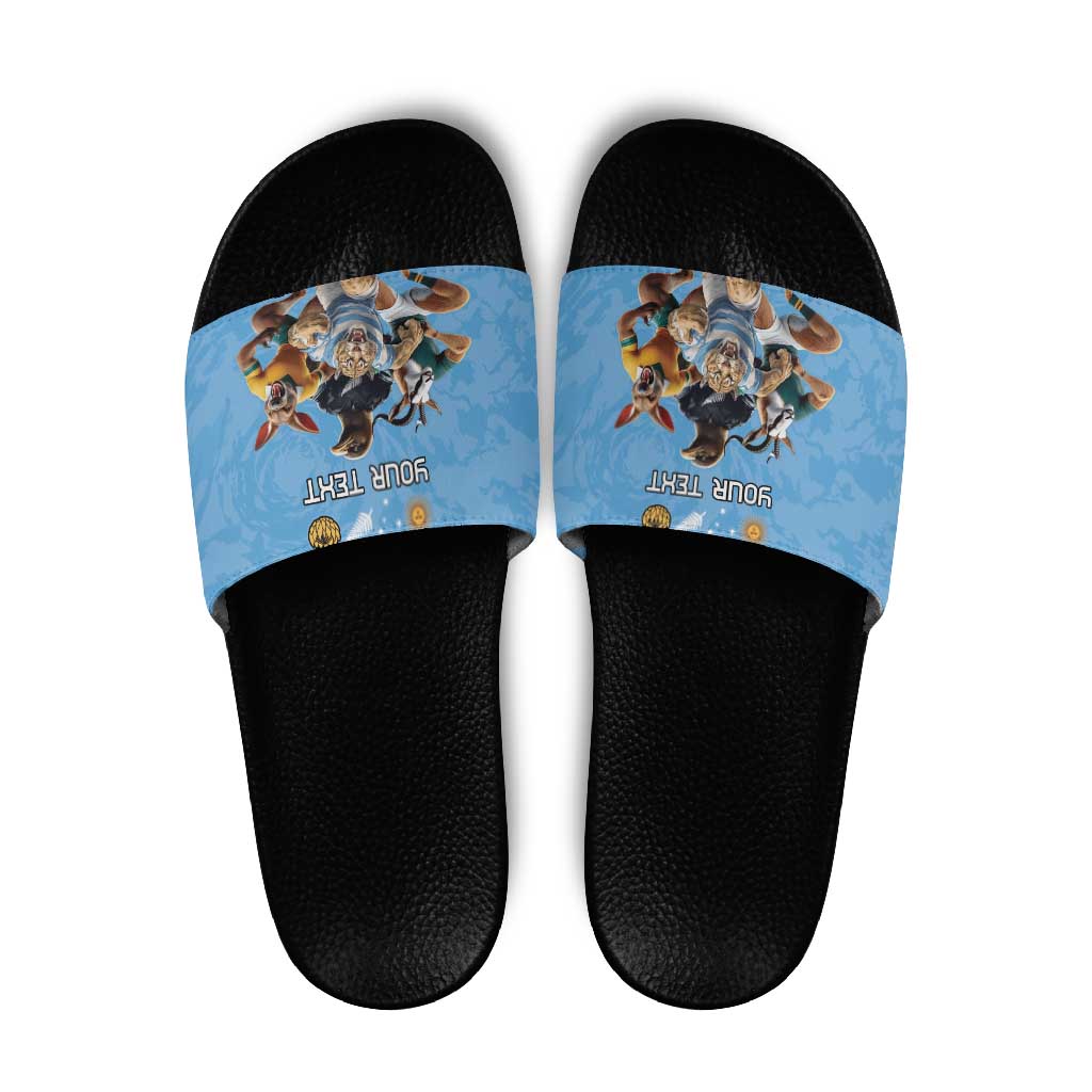 Custom Rugby Southern Hemisphere Slide Sandals Argentina AUNZ South Africa Mascot Blue LT9 Blue - Polynesian Pride