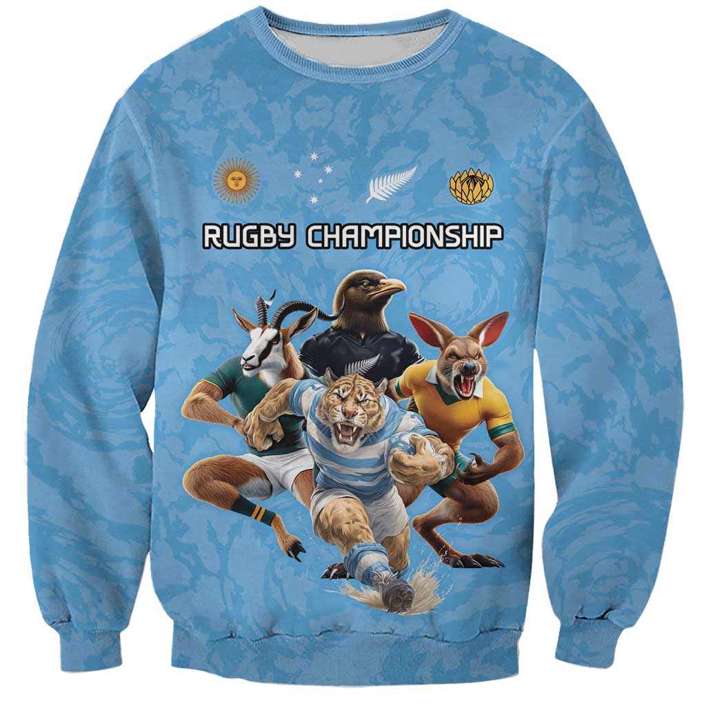 Custom Rugby Southern Hemisphere Sweatshirt Argentina AUNZ South Africa Mascot Blue LT9 Unisex Blue - Polynesian Pride