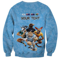 Custom Rugby Southern Hemisphere Sweatshirt Argentina AUNZ South Africa Mascot Blue LT9 - Polynesian Pride