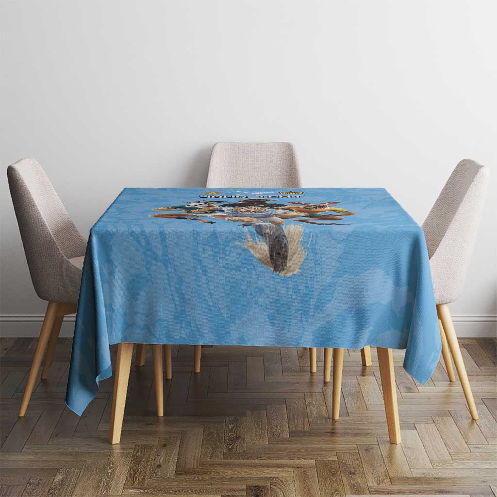 Custom Rugby Southern Hemisphere Tablecloth Argentina AUNZ South Africa Mascot Blue LT9 - Polynesian Pride
