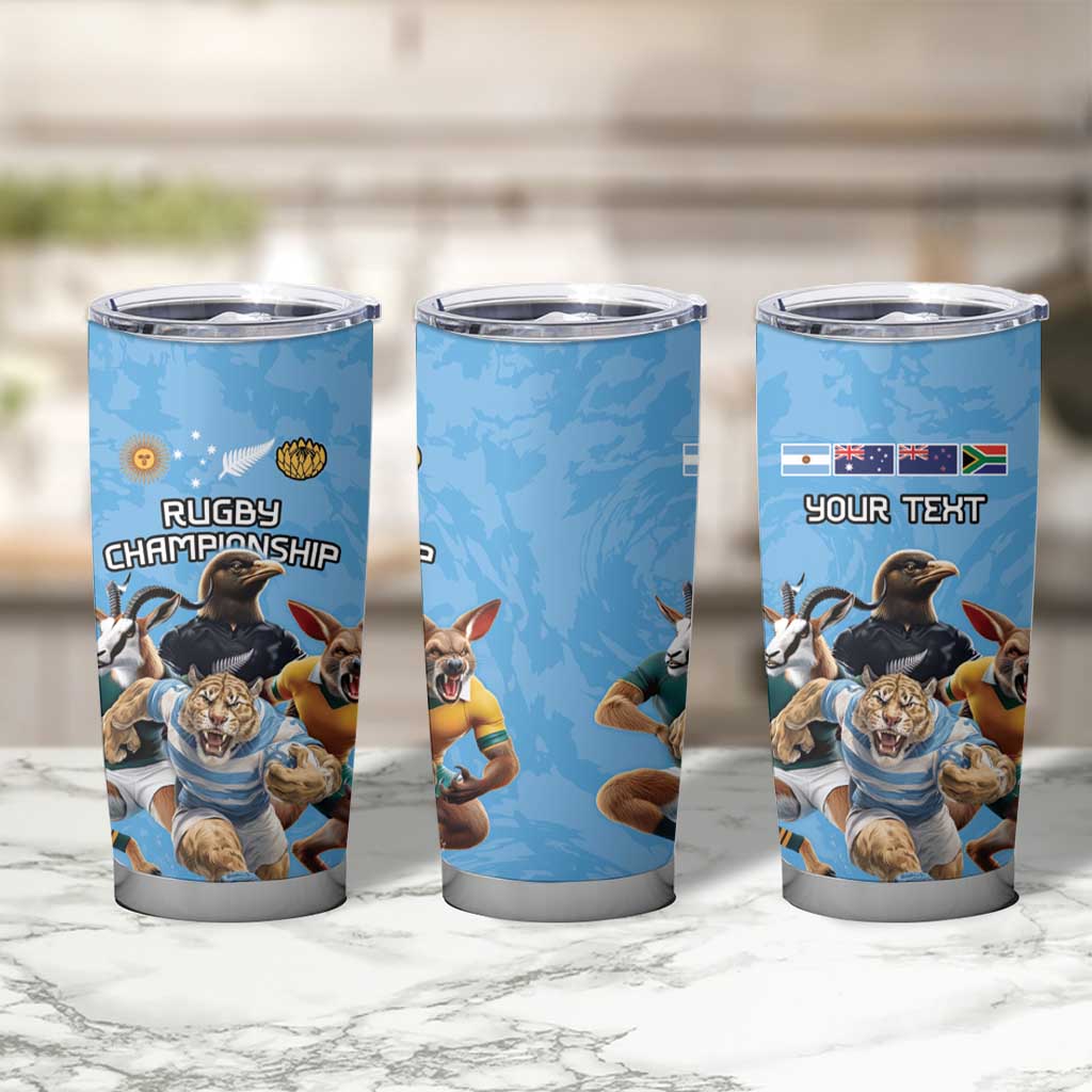 Custom Rugby Southern Hemisphere Tumbler Cup Argentina AUNZ South Africa Mascot Blue - Polynesian Pride