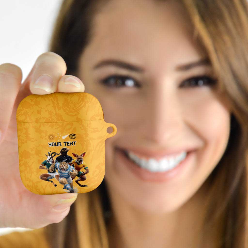 Custom Rugby Southern Hemisphere AirPods Case Argentina AUNZ South Africa Mascot Gold LT9 Gold - Polynesian Pride