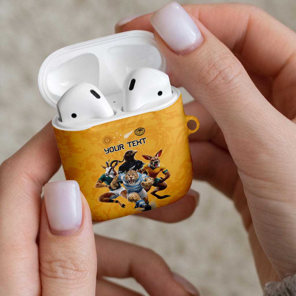 Custom Rugby Southern Hemisphere AirPods Case Argentina AUNZ South Africa Mascot Gold - Polynesian Pride