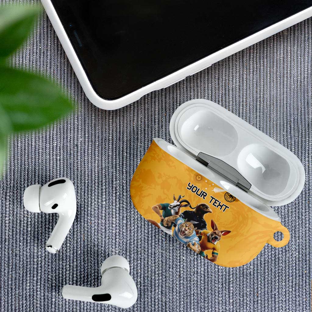 Custom Rugby Southern Hemisphere AirPods Case Argentina AUNZ South Africa Mascot Gold - Polynesian Pride