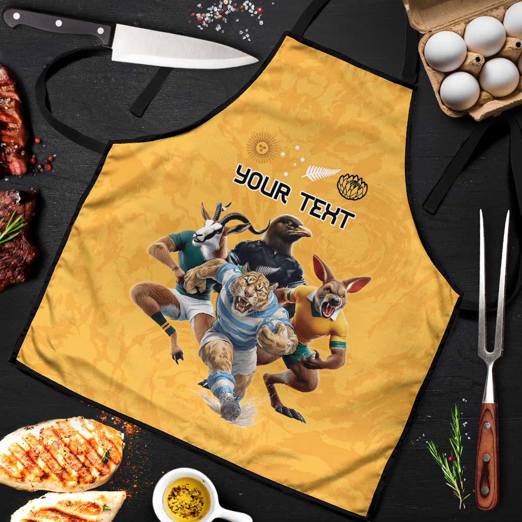 Custom Rugby Southern Hemisphere Apron Argentina AUNZ South Africa Mascot Gold LT9 Gold - Polynesian Pride