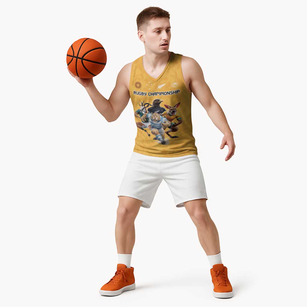 Custom Rugby Southern Hemisphere Basketball Jersey Argentina AUNZ South Africa Mascot Gold - Polynesian Pride