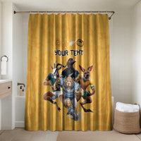 Custom Rugby Southern Hemisphere Bathroom Set Argentina AUNZ South Africa Mascot Gold LT9 Shower Curtain Only Gold - Polynesian Pride