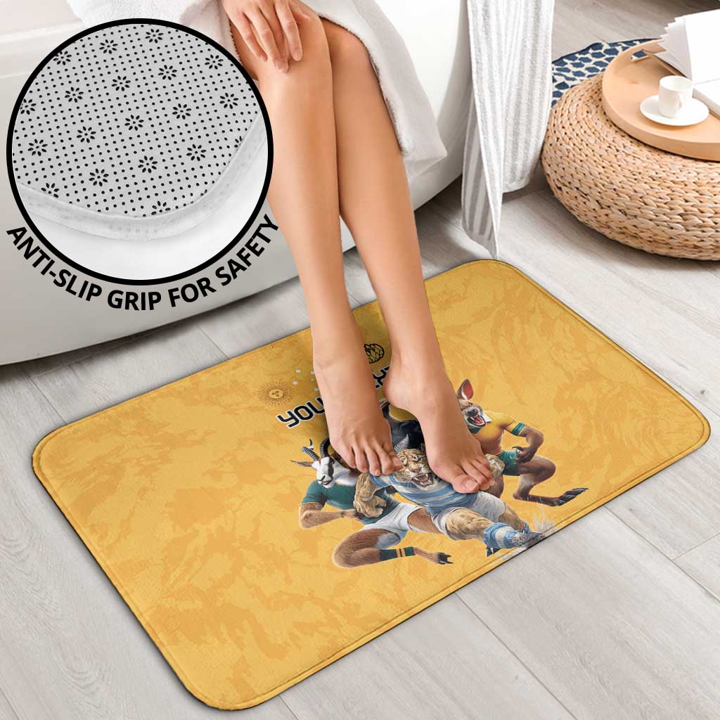 Custom Rugby Southern Hemisphere Bathroom Set Argentina AUNZ South Africa Mascot Gold LT9 - Polynesian Pride