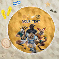 Custom Rugby Southern Hemisphere Beach Blanket Argentina AUNZ South Africa Mascot Gold LT9 One Size 150cm Gold - Polynesian Pride