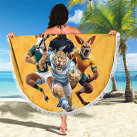 Custom Rugby Southern Hemisphere Beach Blanket Argentina AUNZ South Africa Mascot Gold LT9 - Polynesian Pride