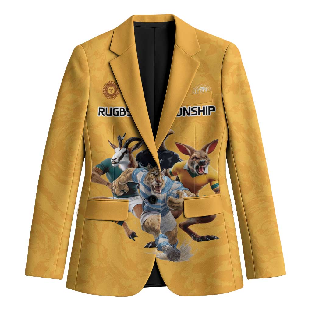 Custom Rugby Southern Hemisphere Blazer Argentina AUNZ South Africa Mascot Gold LT9 Unisex Gold - Polynesian Pride