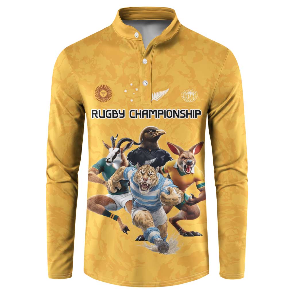 Custom Rugby Southern Hemisphere Button Sweatshirt Argentina AUNZ South Africa Mascot Gold LT9 Gold - Polynesian Pride