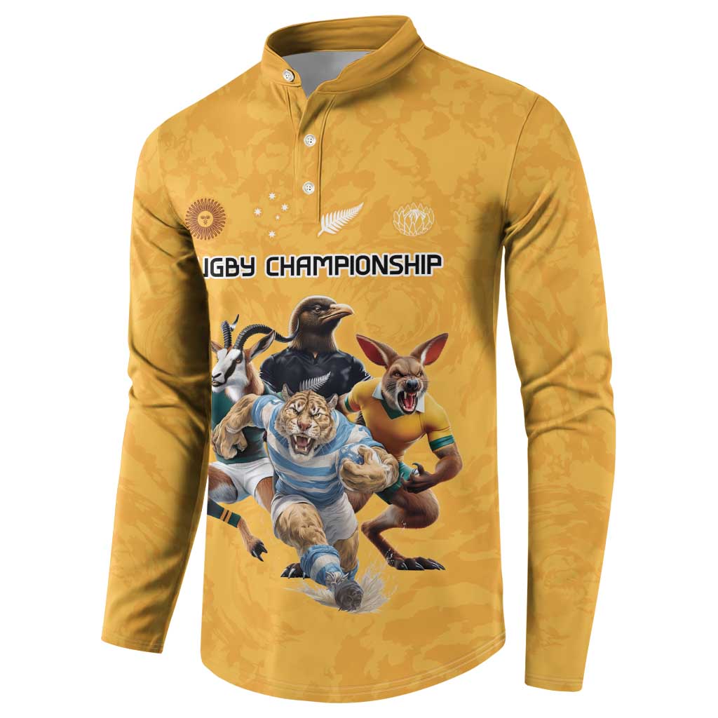 Custom Rugby Southern Hemisphere Button Sweatshirt Argentina AUNZ South Africa Mascot Gold LT9 - Polynesian Pride
