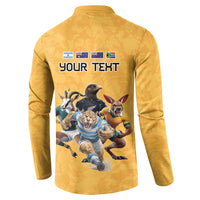 Custom Rugby Southern Hemisphere Button Sweatshirt Argentina AUNZ South Africa Mascot Gold LT9 - Polynesian Pride