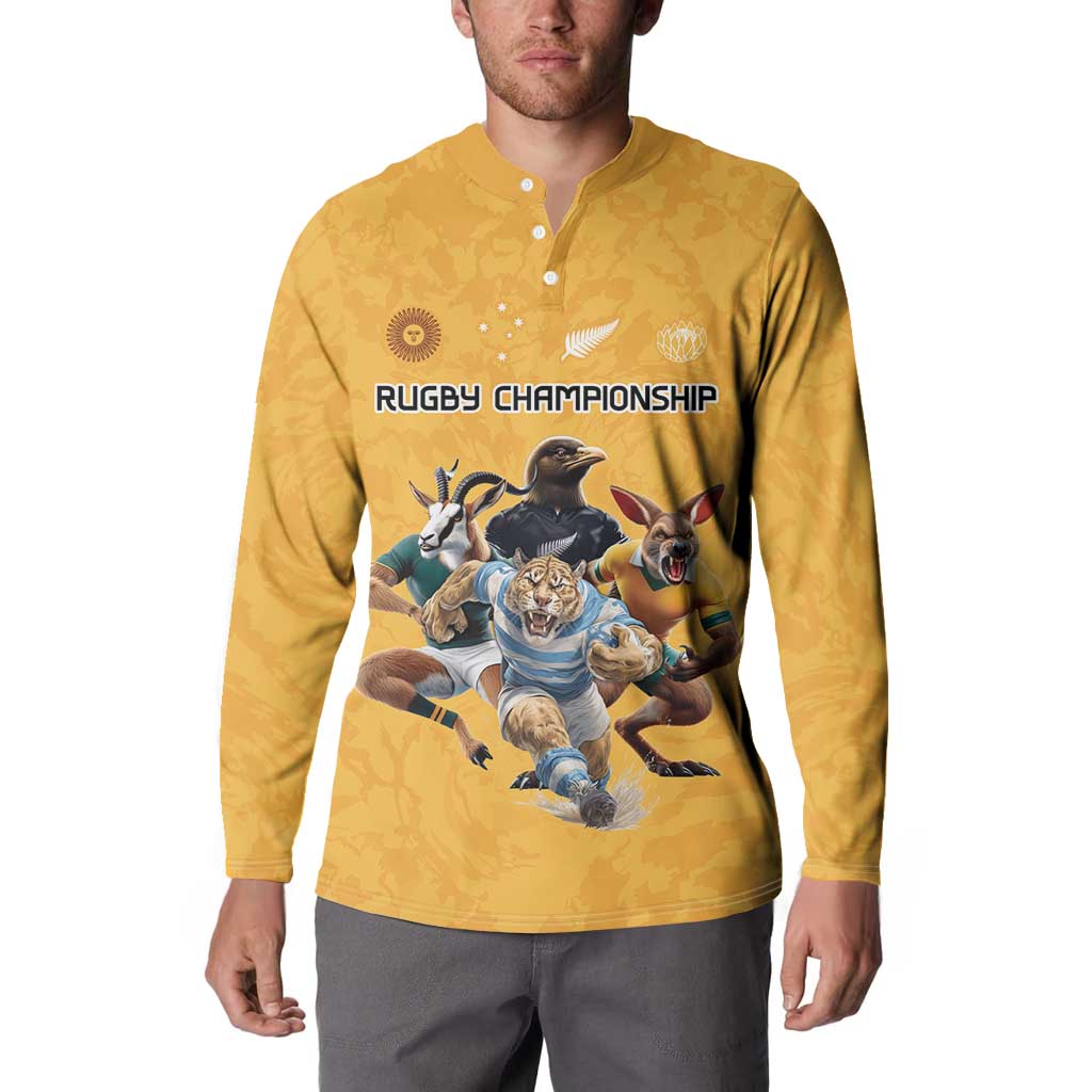 Custom Rugby Southern Hemisphere Button Sweatshirt Argentina AUNZ South Africa Mascot Gold LT9 - Polynesian Pride