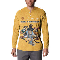 Custom Rugby Southern Hemisphere Button Sweatshirt Argentina AUNZ South Africa Mascot Gold LT9 - Polynesian Pride