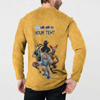 Custom Rugby Southern Hemisphere Button Sweatshirt Argentina AUNZ South Africa Mascot Gold LT9 - Polynesian Pride