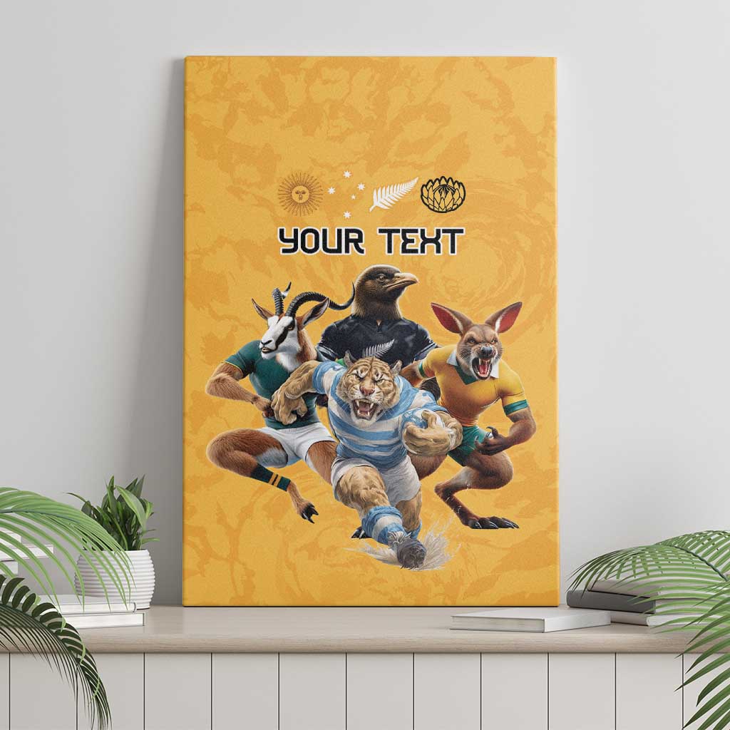 Custom Rugby Southern Hemisphere Canvas Wall Art Argentina AUNZ South Africa Mascot Gold LT9 - Polynesian Pride
