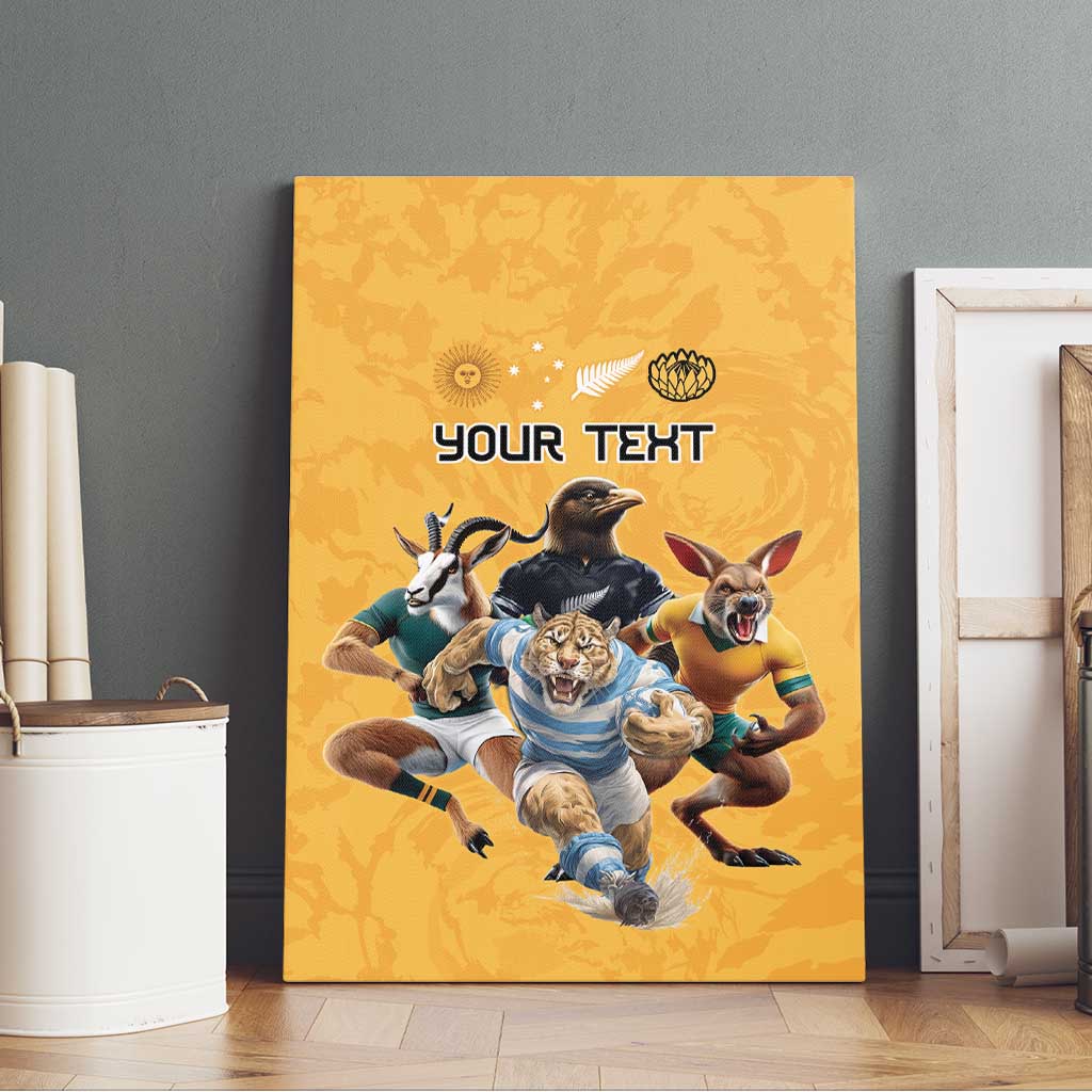 Custom Rugby Southern Hemisphere Canvas Wall Art Argentina AUNZ South Africa Mascot Gold LT9 - Polynesian Pride