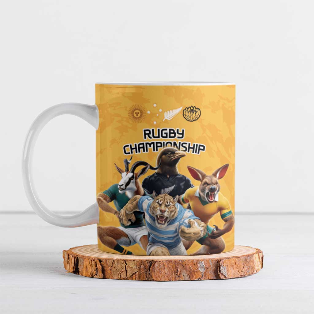 Custom Rugby Southern Hemisphere Ceramic Mug Argentina AUNZ South Africa Mascot Gold LT9 Gold - Polynesian Pride