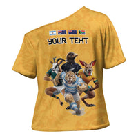 Custom Rugby Southern Hemisphere Cross Shoulder Shirt Argentina AUNZ South Africa Mascot Gold LT9 - Polynesian Pride